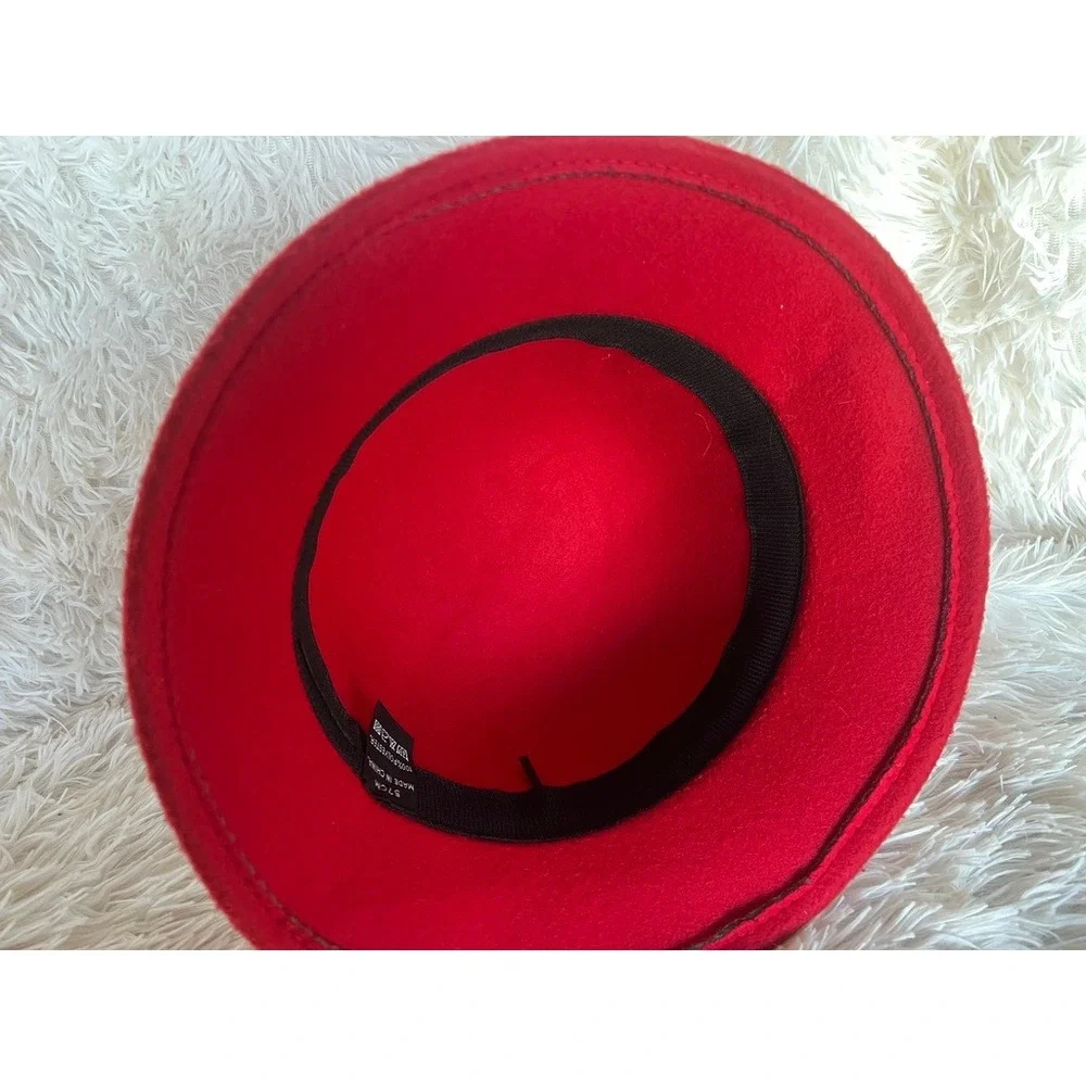 Vintage Betmar‎ Cloche Hat Red Wool Bow 1920s Flapper Style Theater Costume